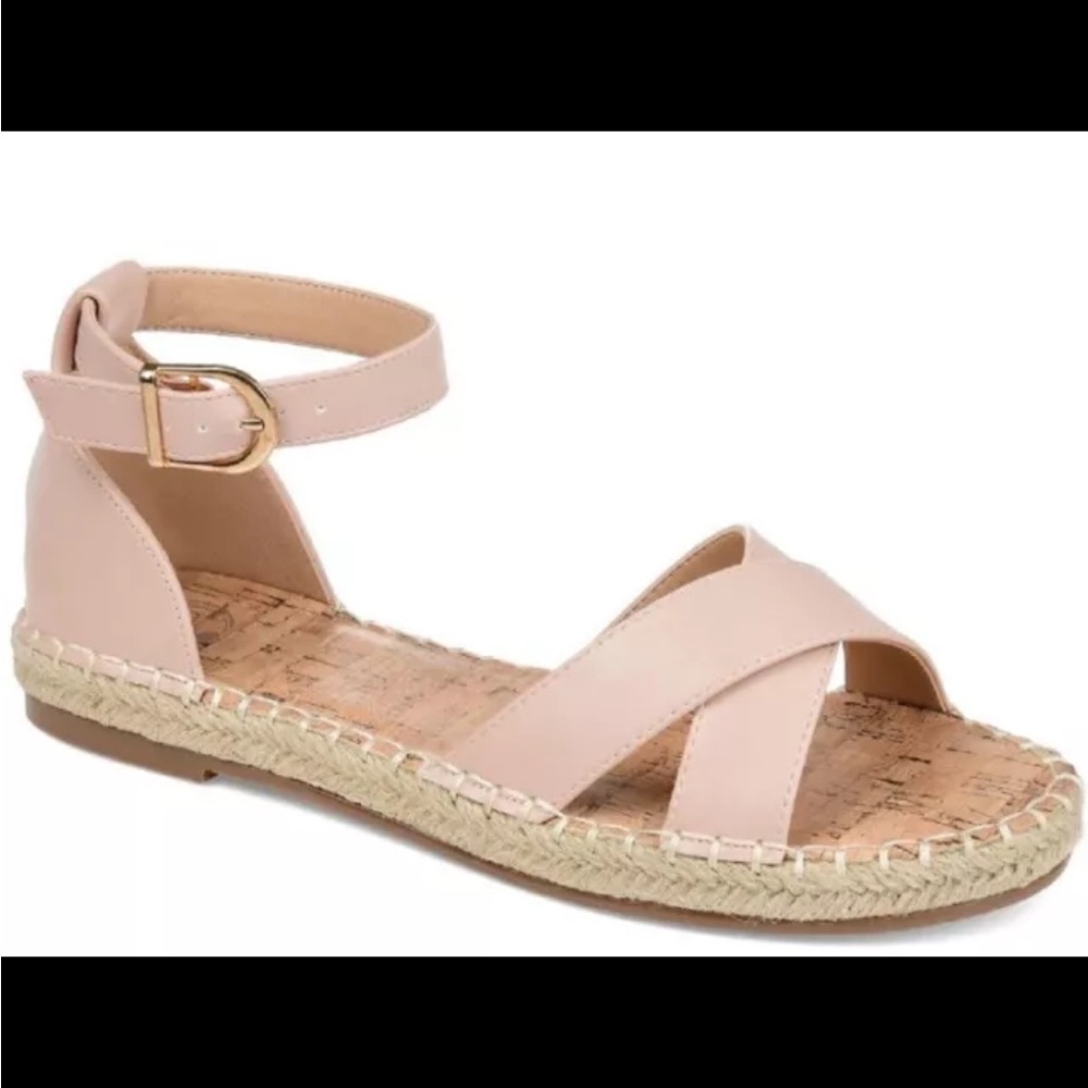 Journee Collection Womens Lyddia Faux Leather Ankle Strap Sandals Blush Size 8